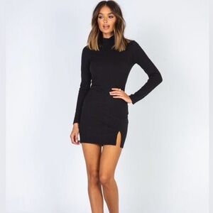 Princess Polly Black Long Sleeve Sweater Dress